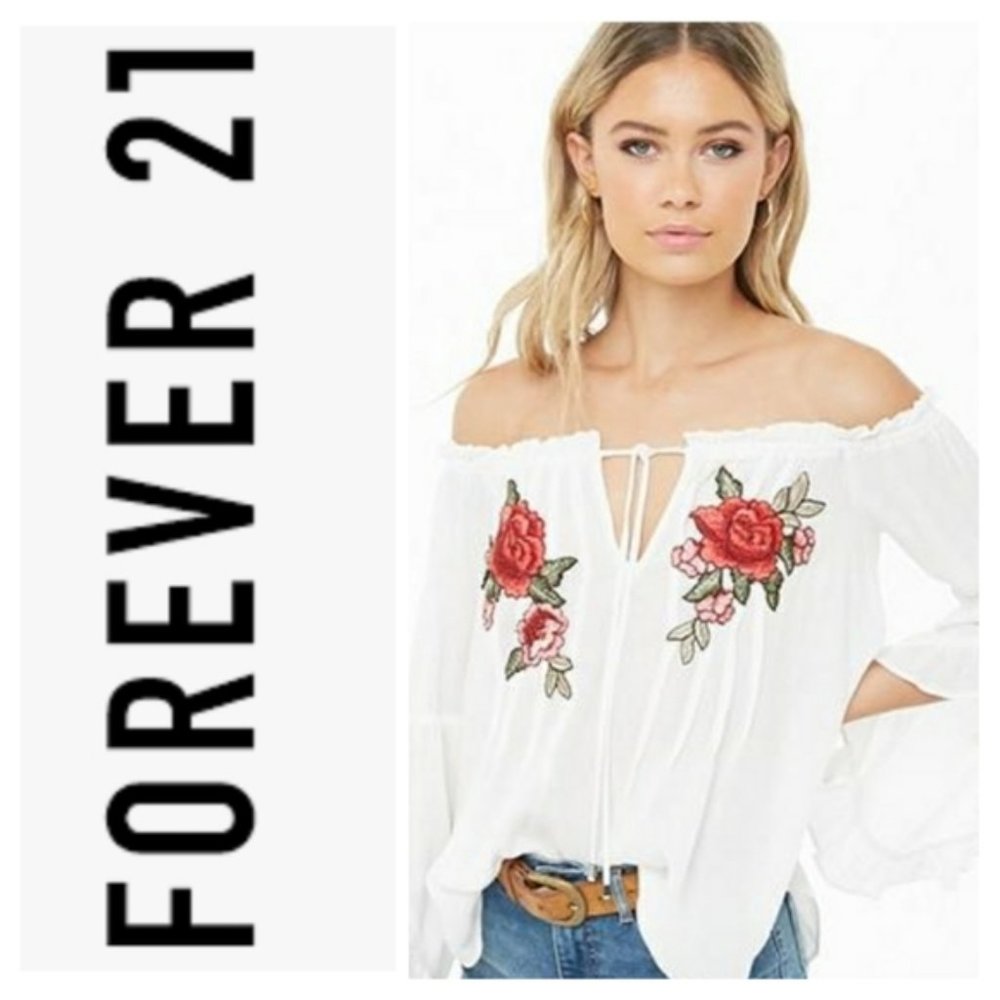 Forever 21 White Off the Shoulder Blouse